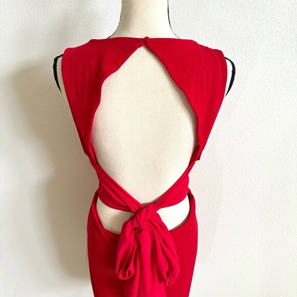 Lulus Red Tie Bow Open Back Mini Sheath Dress Women's XL NWT - Picture 5 of 7